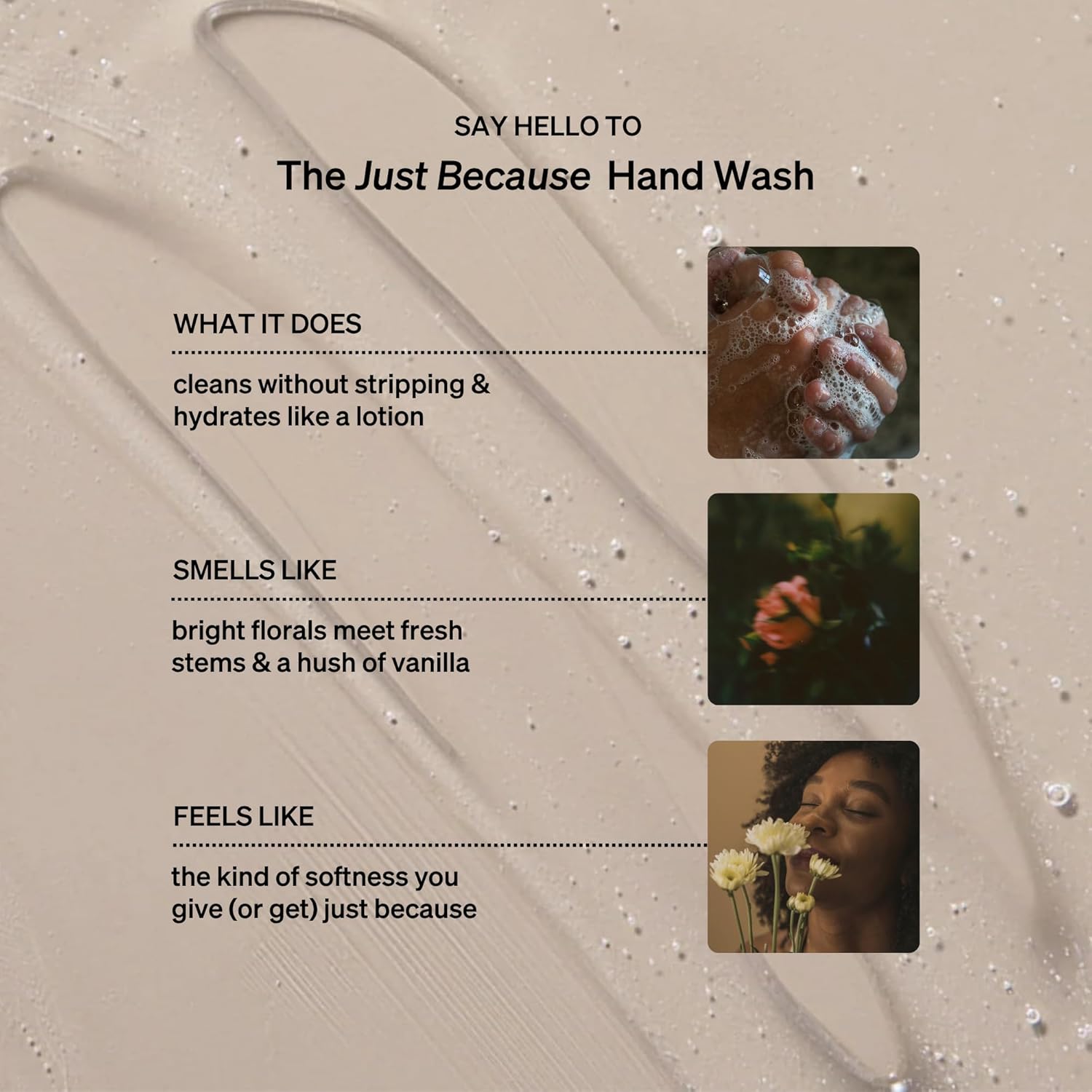 Hand Wash, Just Because Liquid Hand Soap, Gentle & Hydrating, Cruelty-Free, Formulated with Nourishing Oils & Soft Floral Scent, 15 oz