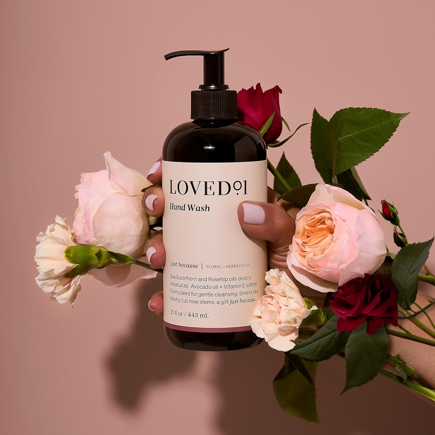 Hand Wash, Just Because Liquid Hand Soap, Gentle & Hydrating, Cruelty-Free, Formulated with Nourishing Oils & Soft Floral Scent, 15 oz